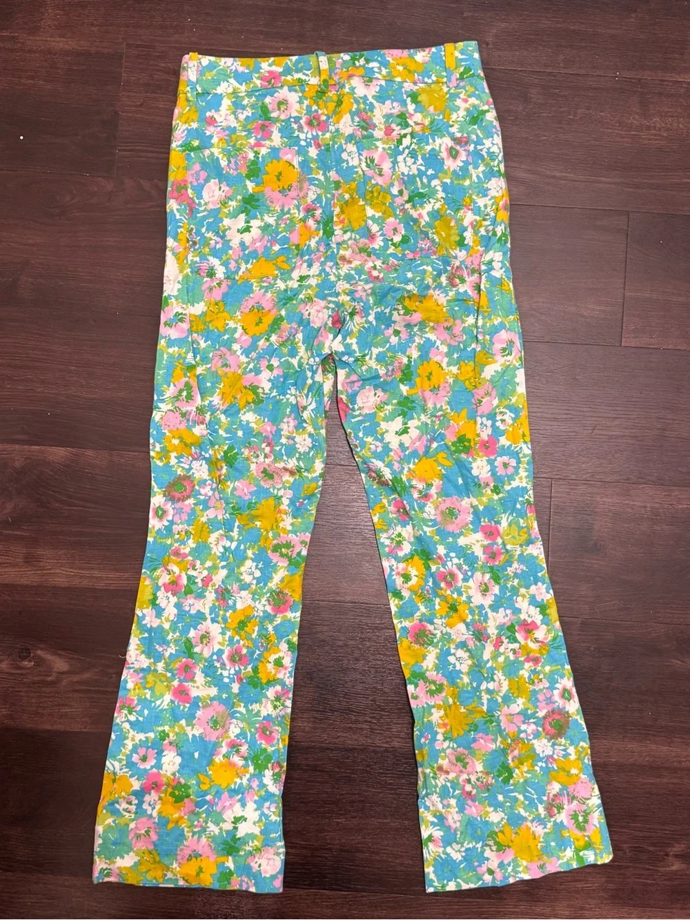 Zara Women’s Floral Linen Blend Mini Flare Cropped Trouser Pants